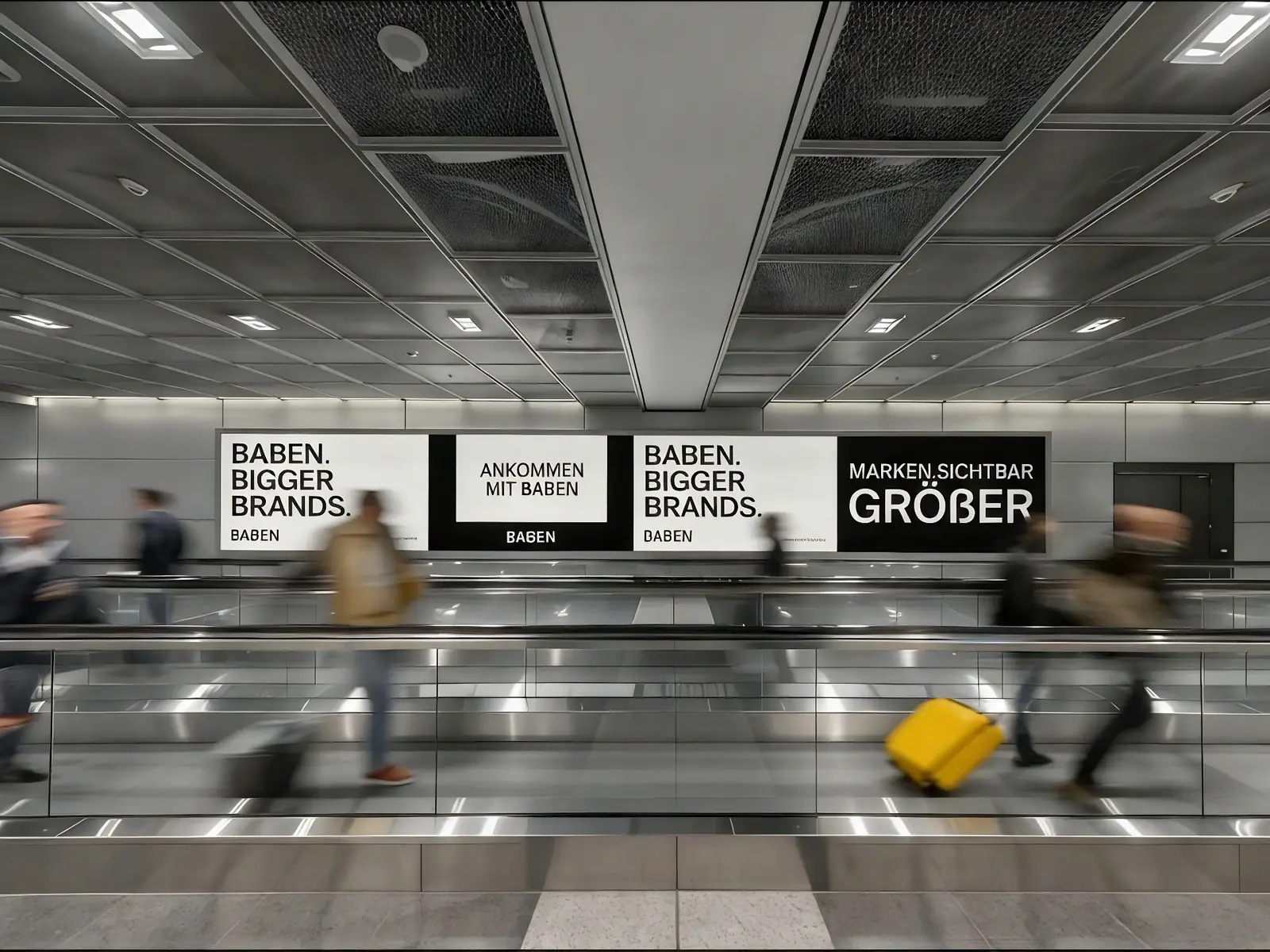 BABEN-Kampagne am Moving Walkway: BABEN. BIGGER BRANDS.